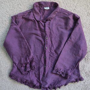 CP Shades Purple Silk Ruffle Blouse